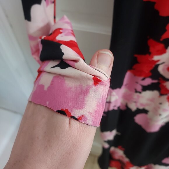 Norma Kamali Fishtail Midi Floral Black Turtleneck Dress - Picture 7 of 10